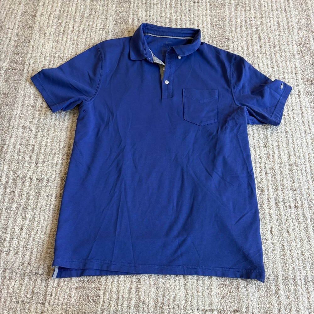 Nike Mens Dri-FIT Polo Shirt Blue Short Sleeve Pocket Standard Fit Size M